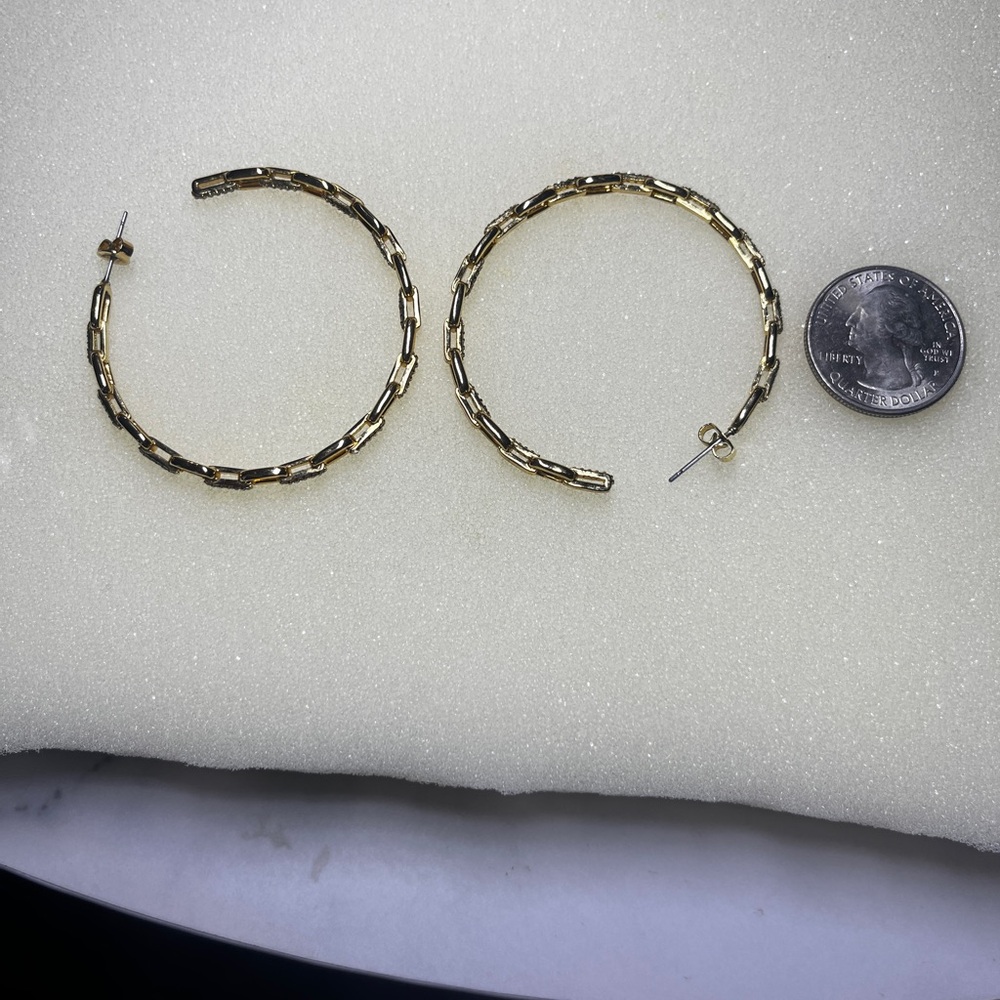 Pave link hoops earrings - Picture 5 of 7
